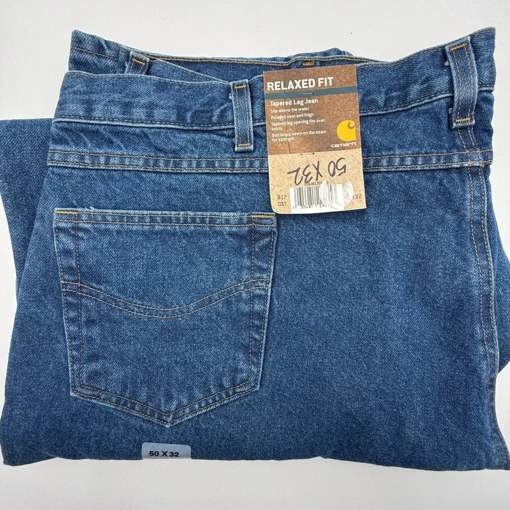 Carhartt B17 DST Relaxed Fit Tapered Leg Jeans‎ Mens 50x32 Dark Stone Blue NWT